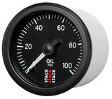 Autometer Stack 52mm 0-100 PSI 1/8in NPTF (M) Mechanical Oil Pressure Gauge - Black ST3102