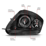 ANZO 2000-2005 Mitsubishi Eclipse Projector Headlights w/ Halo Black 121332