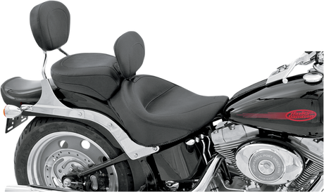MUSTANG Wide Solo Seat - With Backrest - Vintage - Black - Smooth - Softail '06-'10 79530