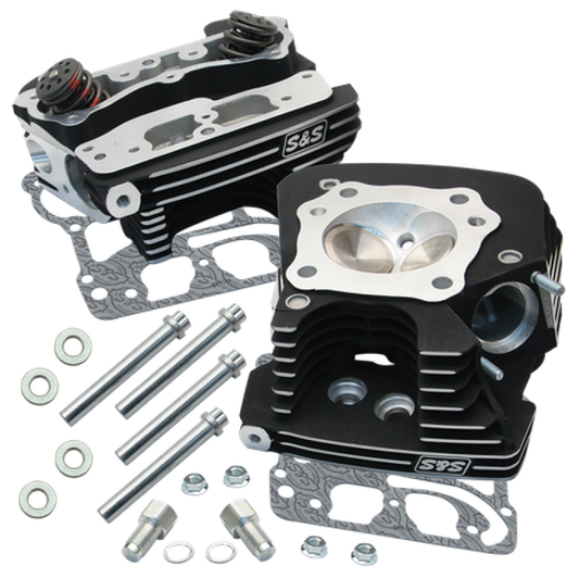 S&S Cycle 99-05 BT Super Stock 89cc Cylinder Head Kit - Black Wrinkle 90-1106