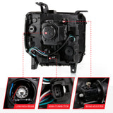 ANZO 2016-2019 Gmc Sierra 1500 Projector Headlight Plank Style Black w/ Sequential Amber Signal 111485