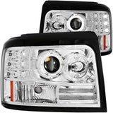 ANZO 1992-1996 Ford F-150 Projector Headlights w/ Halo Chrome w/ Side Markers and Parking Lights 111183