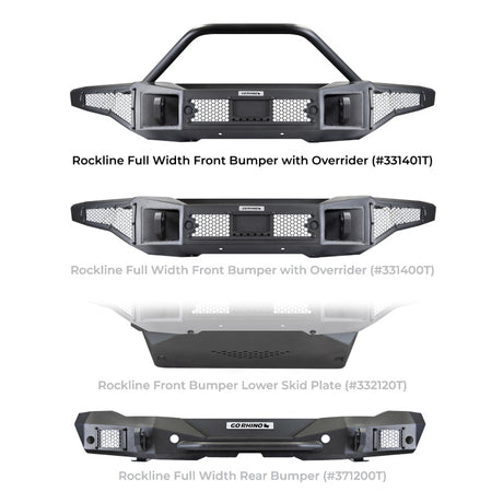 Go Rhino 21-24 Ford Bronco (2 and 4 Door) Rockline Full Width Bumper w/ Overrider Bar 331401T
