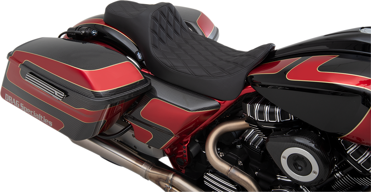 DRAG SPECIALTIES Predator III Seat - Extended - Double Diamond - Vinyl - FL '08-'22 0801-1260