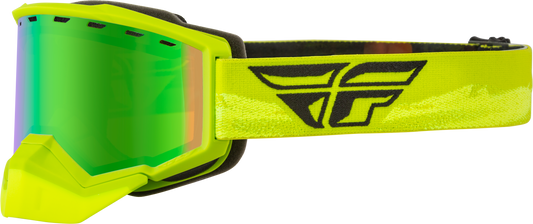 FLY RACING Focus Snow Goggle Green/Hi-Vis W/ Green Mirror/Amber Lens 37-50075