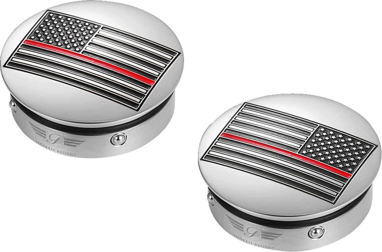 FIGURATI DESIGNS Swing Arm Covers - Red Line American Flag - Custom - Reversed FD73-AFRL-SS