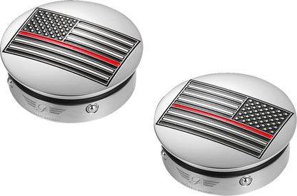 FIGURATI DESIGNS Swing Arm Covers - Red Line American Flag - Custom - Reversed FD73-AFRL-SS