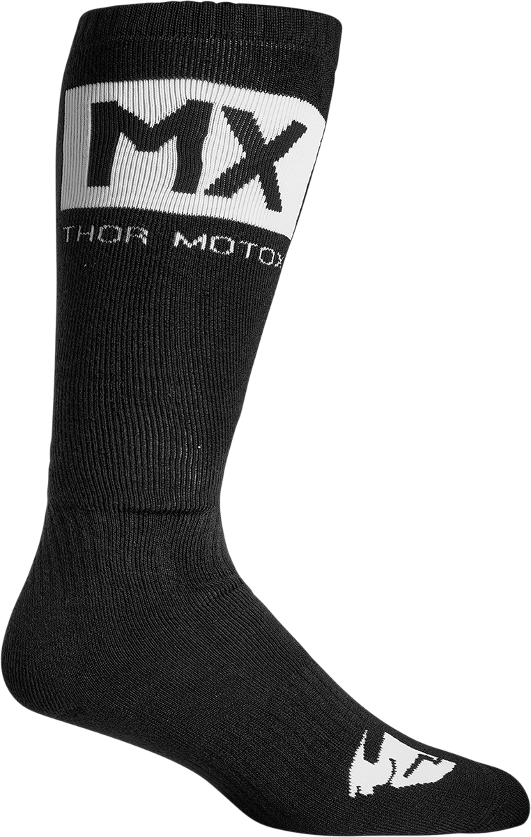 THOR MX Solid Socks - Black/White - Size 10-13 3431-0676