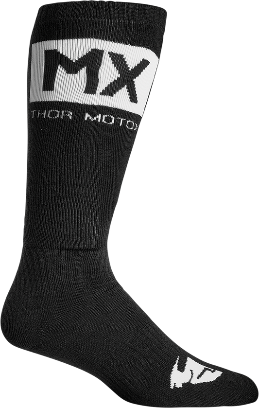 THOR MX Solid Socks - Black/White - Size 6-9 3431-0675