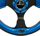 NRG Reinforced Steering Wheel (320mm) Blk w/Blue Trim RST-001BL