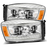 AlphaRex 06-08 Dodge Ram 1500HD LUXX LED Projector Headlights Plank Style Chrome w/Seq Signal/DRL 880534