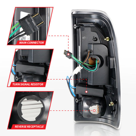 ANZO 1997-2003 Ford F-150 LED Tail Lights w/ Light Bar Black Housing Clear Lens 311377