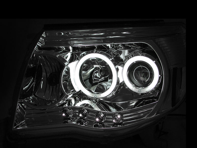 ANZO 2005-2011 Toyota Tacoma Projector Headlights w/ Halos Chrome 121281