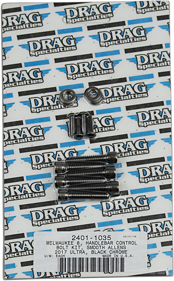 DRAG SPECIALTIES Kit de tornillos lisos para manillar - Negro/Cromo - M8 MK784SBK