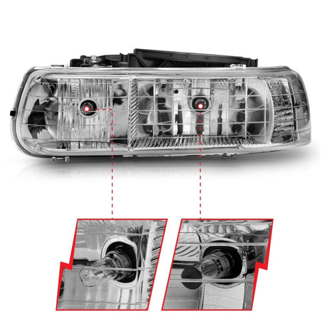 ANZO 1999-2002 Chevrolet Silverado 1500 Crystal Headlights Chrome 111011