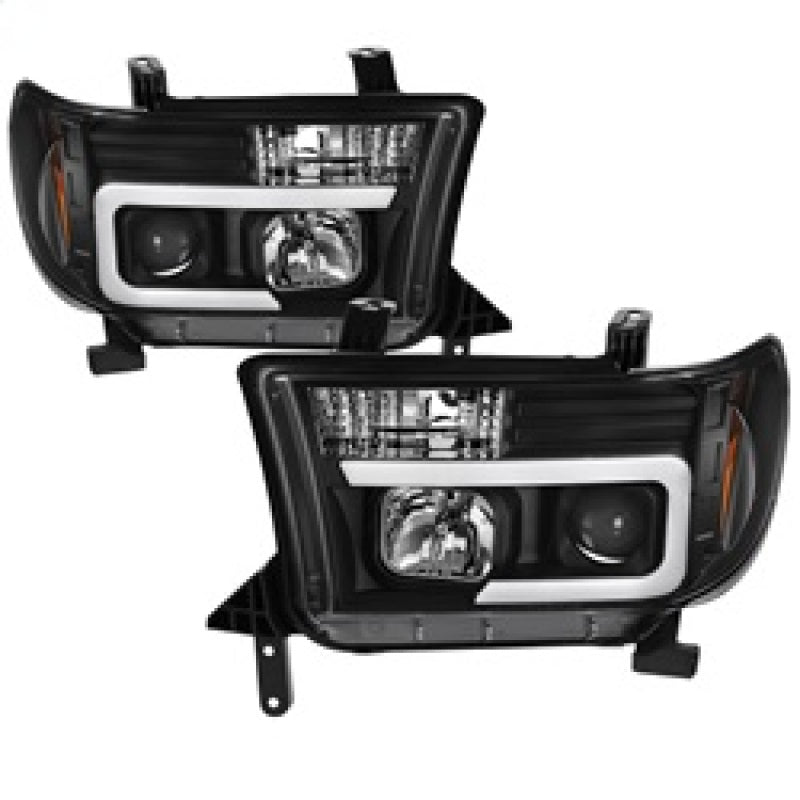 Spyder 08-13 Toyota Sequoia Projector Headlights - Light Bar DRL - Black PRO-YD-TTU07V2-LB-BK 5085344