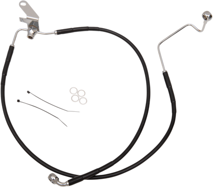 DRAG SPECIALTIES Brake Line - Front - Black - +2" - Softail '04-'06 640223-2BLK