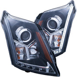 ANZO 2010-2015 Cadillac Srx Projector Headlights w/ Plank Style Design Black 111308