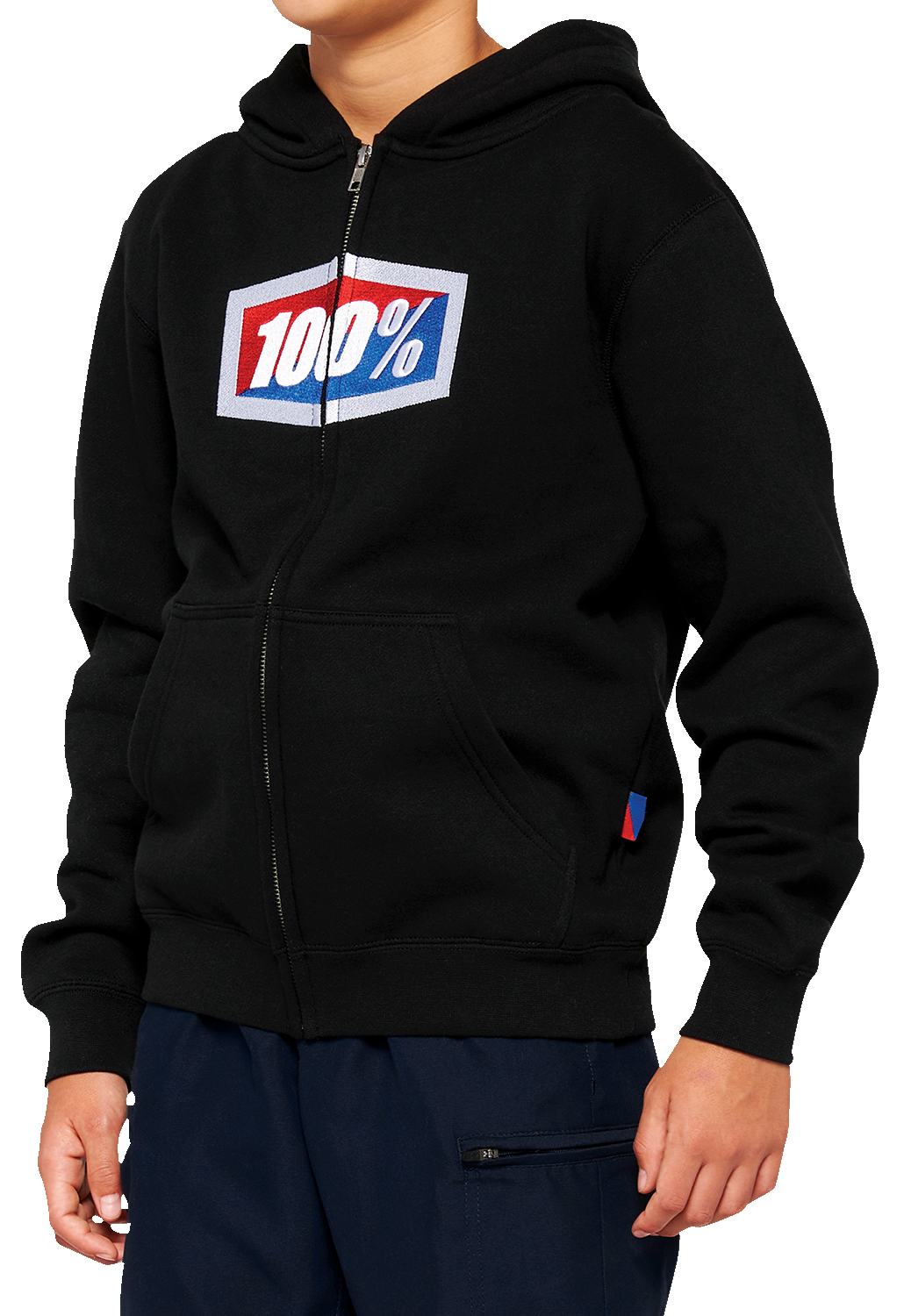 100% Youth Official Zip Hoodie - Black - Large 20033-00002