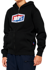 100% Youth Official Zip Hoodie - Black - Large 20033-00002