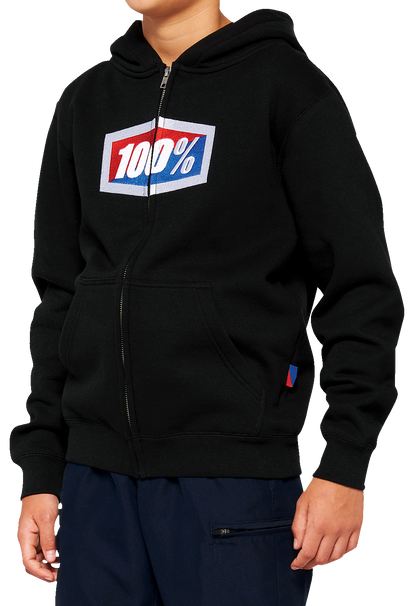 100% Youth Official Zip Hoodie - Black - Medium 20033-00001