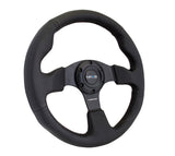NRG Reinforced Steering Wheel (320mm) Black Leather w/Black Stitching RST-012R