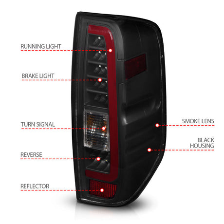 ANZO 2005-2021 Nissan Frontier LED Taillights Black Housing/Smoke Lens 311444