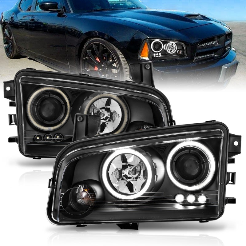 ANZO 2006-2010 Dodge Charger Projector Headlights w/ Halo Chrome (CCFL) 121218