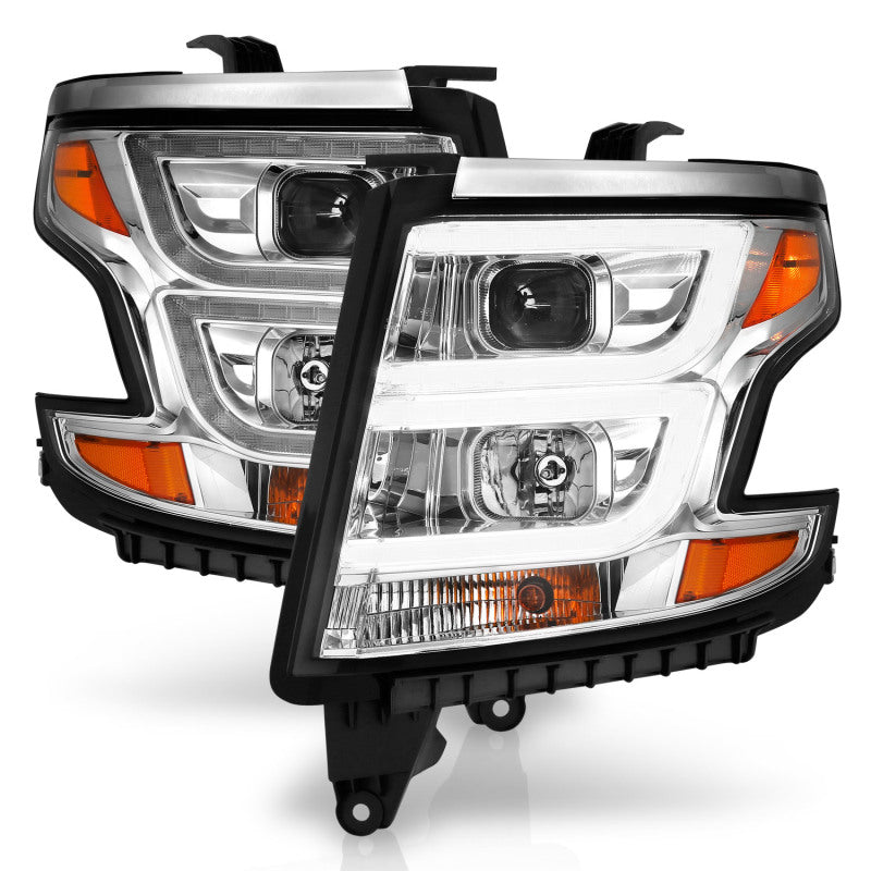 ANZO 2015-2020 Chevy Tahoe Projector Headlights Plank Style Chrome w/DRL 111493