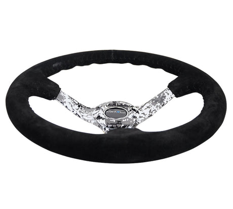 NRG Reinforced Steering Wheel (350mm / 3in. Deep) Blk Suede w/Hydrodipped Digi-Camo Spokes RST-036DC-S