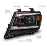 ANZO 09-20 Nissan Frontier Black Projector Plank Style DRL w/ Switchback & Sequential LED DRL 111597