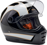 BILTWELL Lane Splitter Helmet - Gloss Black/White Flames - XL 1004-570-505