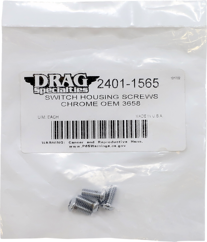 DRAG SPECIALTIES Switch Housing Screws - Chrome MPBDR18