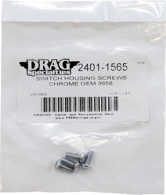 DRAG SPECIALTIES Switch Housing Screws - Chrome MPBDR18