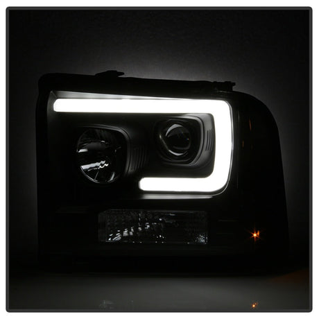 Spyder Ford F250/350/450 05-07 Projector Headlights - Light Bar DRL LED - Black PRO-YD-FS05V2-LB-BK 5084507