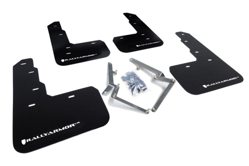 Rally Armor 17-18 Honda Civic Type R (Type R Only) UR Black Mud Flap w/ White Logo MF47-UR-BLK/WH