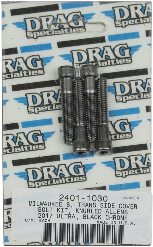 DRAG SPECIALTIES Transmission Cover Bolt Kit - Black/Chrome - M8 MK782BK