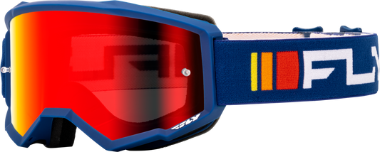 FLY RACING Youth Zone Goggle Navy/White W/ Red Mirror/Smoke Lens 37-51521Y