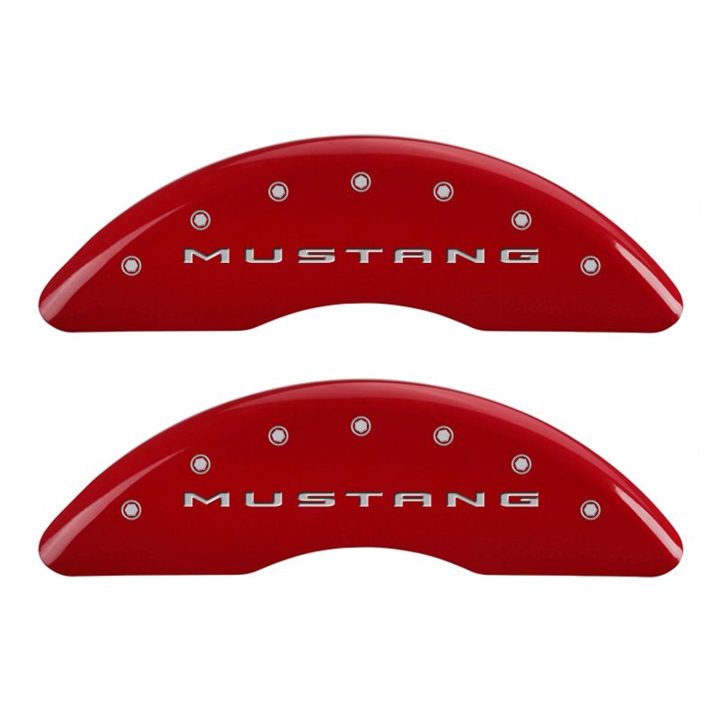 MGP 4 Caliper Covers Engraved Front 2015/Mustang Engraved Rear 2015/Bar & Pony Red/Silve 19in. Min 10204SMB2RD