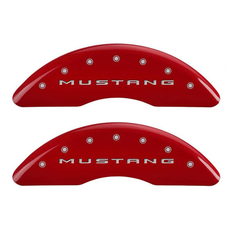 MGP 4 Caliper Covers Engraved Front 2015/Mustang Engraved Rear 2015/Bar & Pony Red/Silve 19in. Min 10204SMB2RD