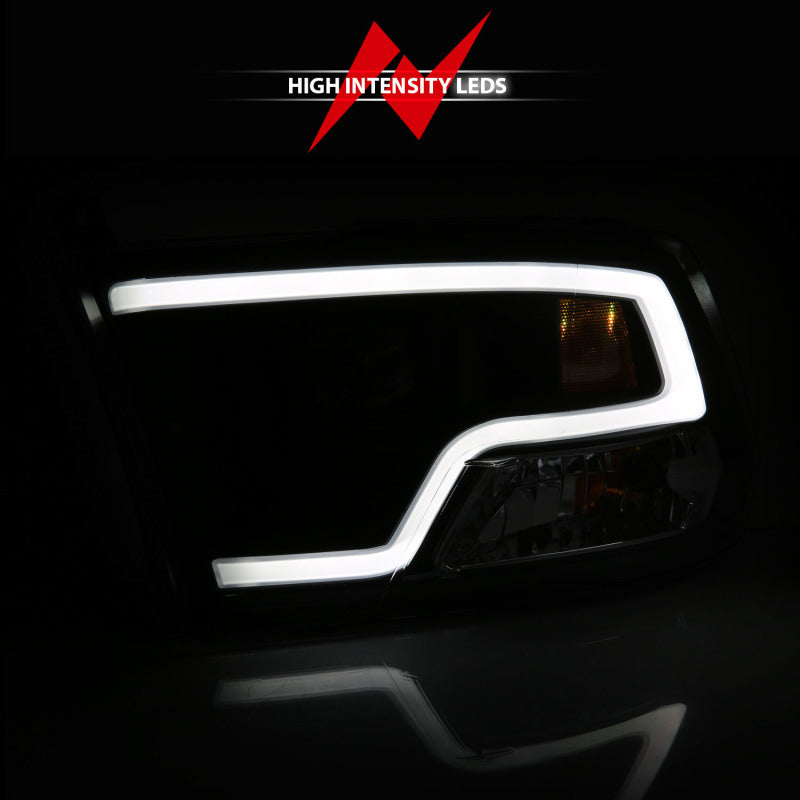 ANZO 09-18 Dodge Ram 1500 Plank Style Projector Headlights Black w/ Halo 111404