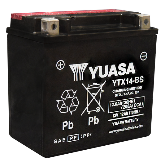 Yuasa YTX14-BS Maintenance Free AGM 12 Volt Battery (Bottle Supplied)