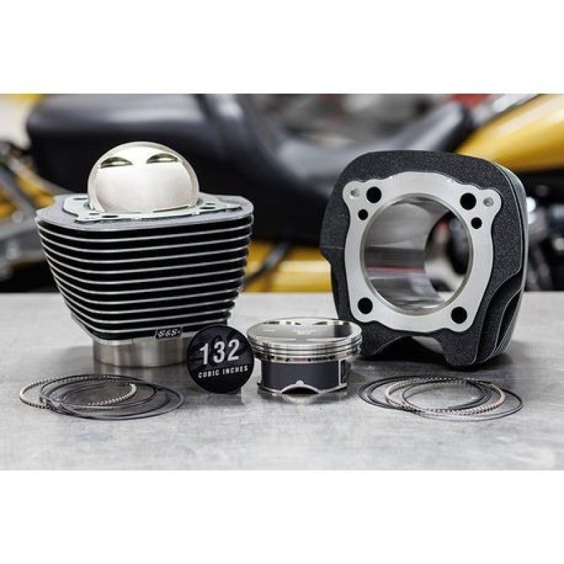 S&S Cycle 2017+ M8 Models 4.320in Bore 4.500in Stroke Cylinder Kit - Black Granite w/ Highlight 910-0847