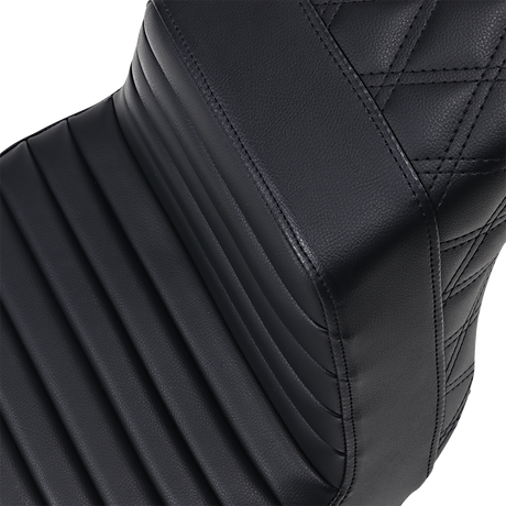 SADDLEMEN Step-Up Seat - Front Tuck-n-Roll/Rear Lattice Stitch - Black 813-27-176