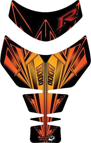 RASCAL GRAFIK Tank Pad Suz Gsx-R1000 '05-08 Blk/Orange RA36017