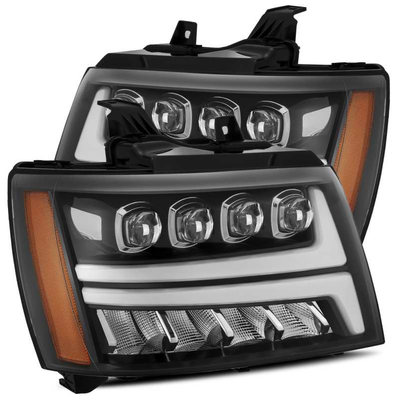 AlphaRex 07-13 Chevy Avalanche NOVA LED Proj Headlights Plank Style Gloss Black w/Activ Light/DRL 880287
