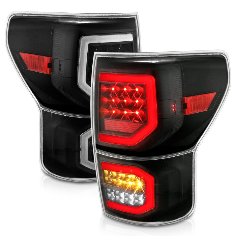 ANZO 2007-2013 Toyota Tundra LED Taillights Plank Style Black w/Clear Lens 311336