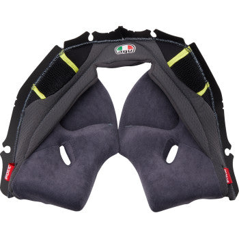 Almohadillas para mejillas AGV Pista GP RR - Gris/Amarillo - Medianas 2018500056499M 0134-3327 