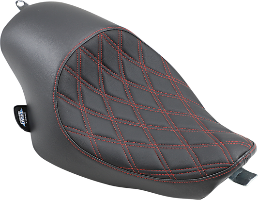 DRAG SPECIALTIES Seat - 3/4 Solo - Double Diamond - Black w/ Red Stitching - '04-'22 XL  0804-0746