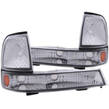 ANZO 1998-2000 Ford Ranger Euro Parking Lights Chrome w/ Amber Reflector 511003
